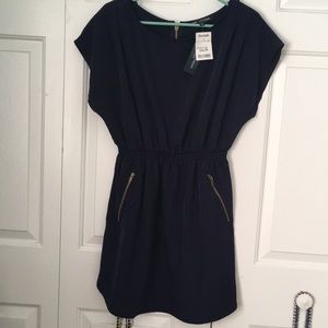 NWT navy blue dress with zipper details